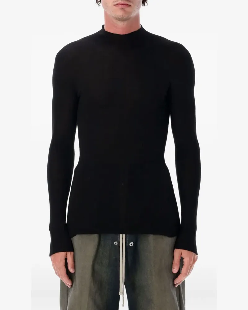 Rick Owens Gerippter Pullover mit Stehkragen - Schwarz Schwarz