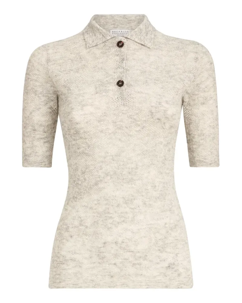 Brunello Cucinelli Poloshirt aus Seide, Alpaka und Wolle - Nude Nude