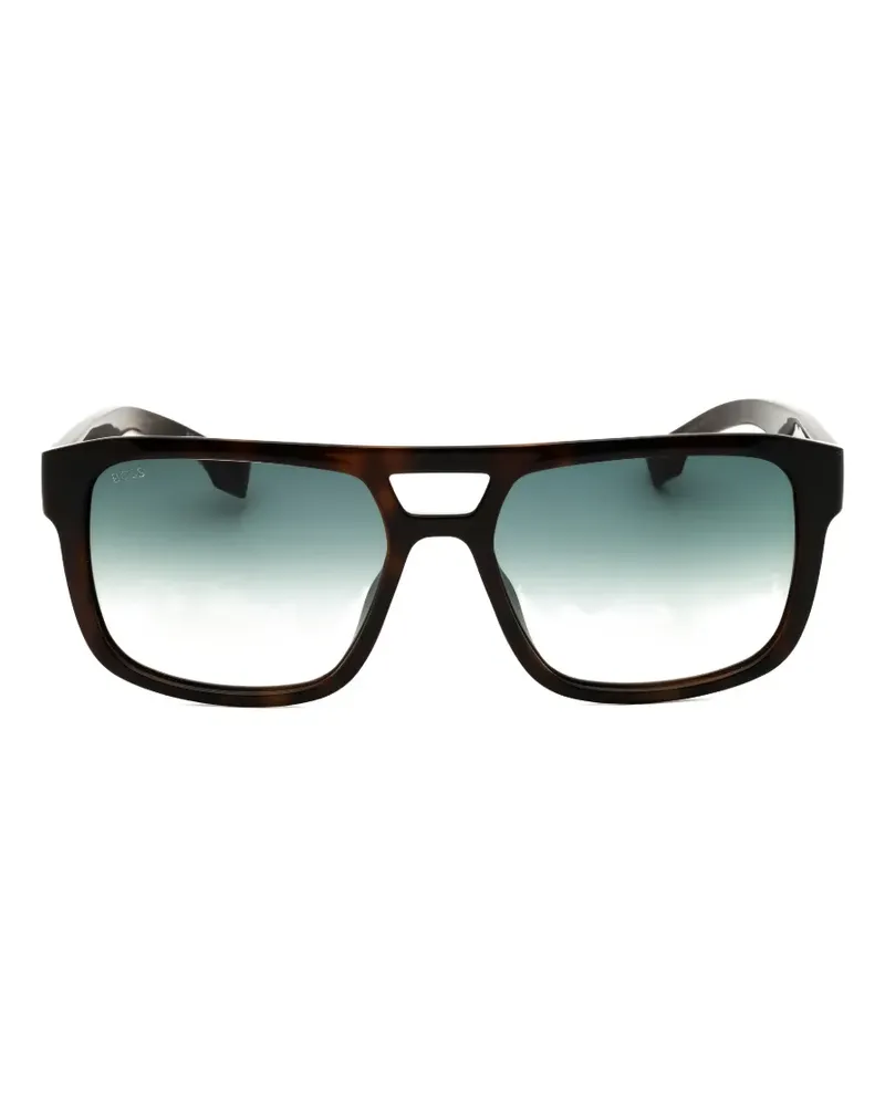 HUGO BOSS tortoiseshell-effect rectangle-frame sunglasses - Braun Braun