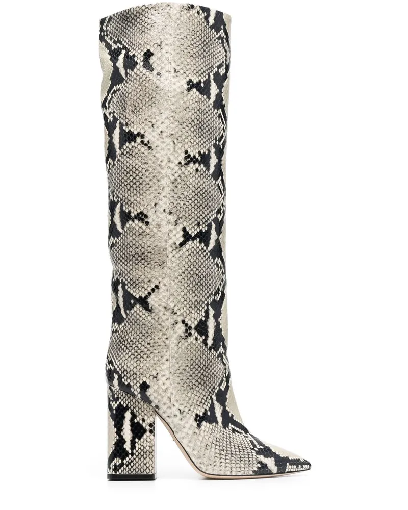 Paris Texas Stiefel mit Pythonleder-Print 120mm - Nude Nude