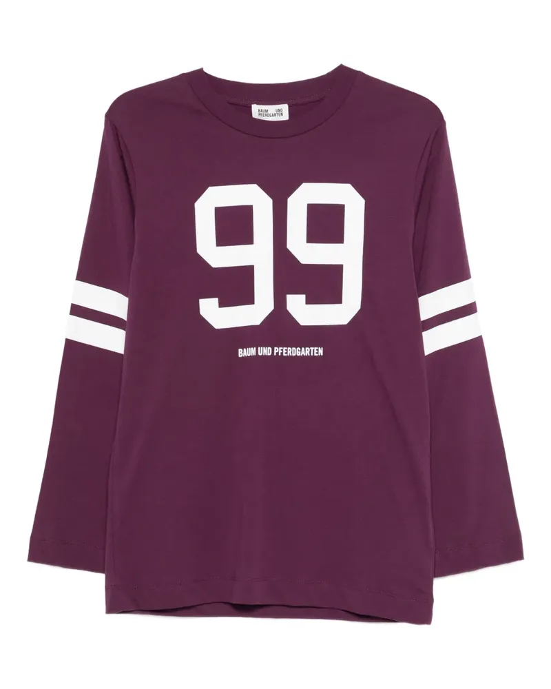 Baum und Pferdgarten number-print T-shirt - Violett Violett