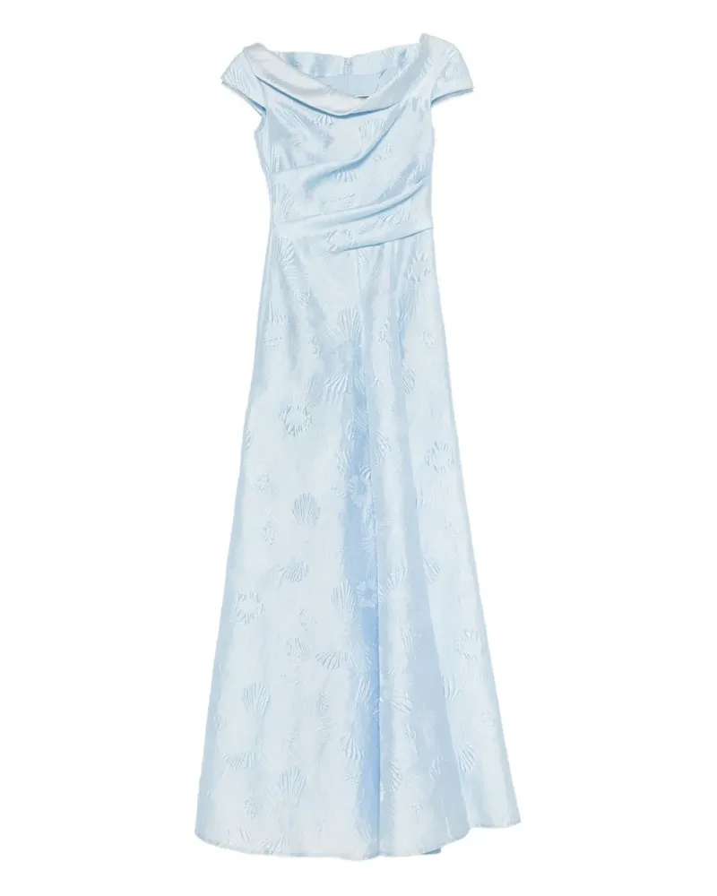 Talbot Runhof cowl-neck floral-pattern dress - Blau Blau