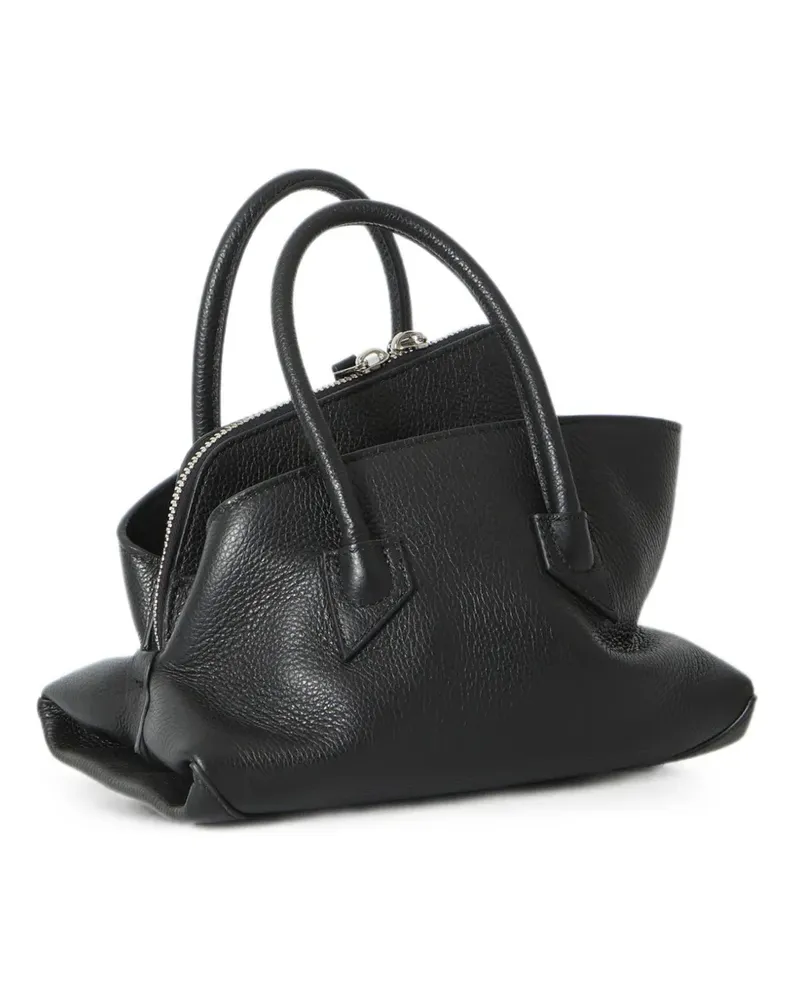 ATTICO Mini La Passeggiata Tote Bag mit gekörntem Effekt - Schwarz Schwarz