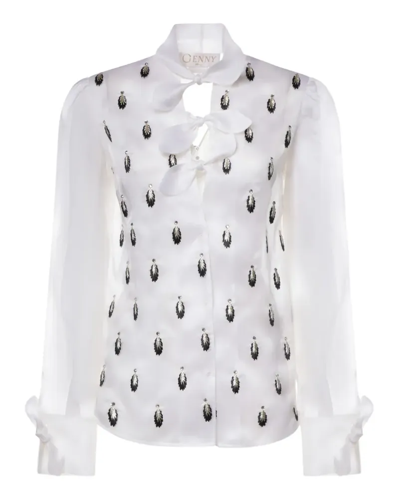 Genny sequin-embellished bow-fastening shirt - Weiß Weiß