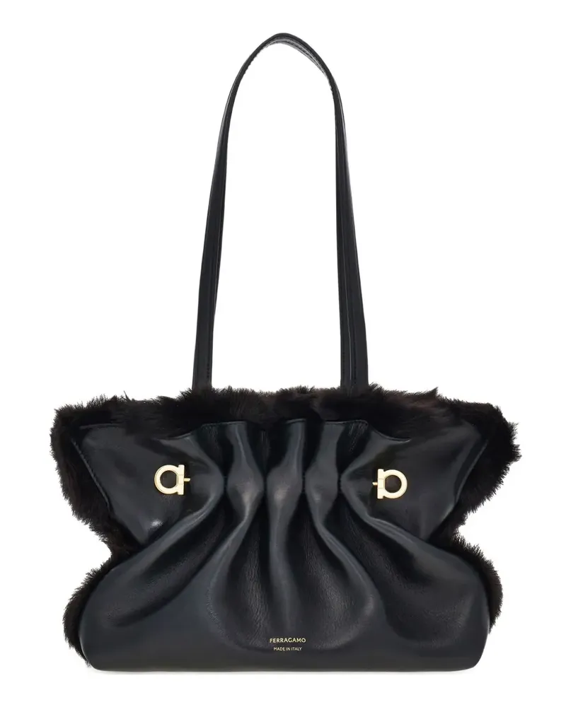 Ferragamo Kleine Schultertasche mit Gancio-Detail - Schwarz Schwarz
