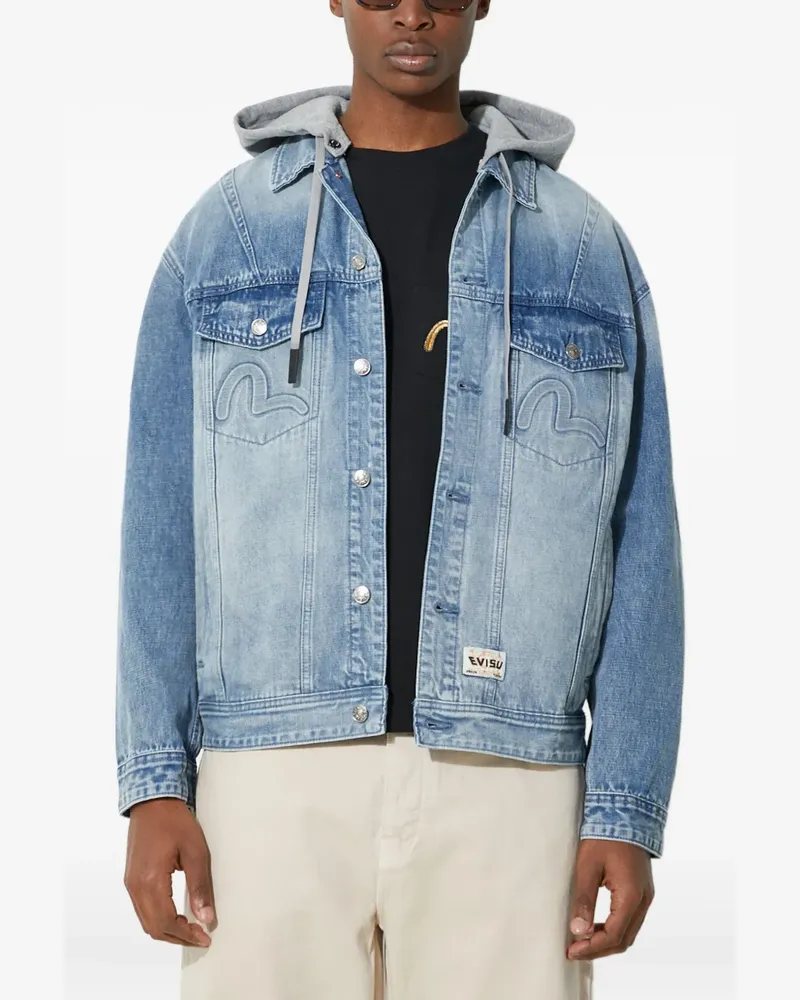 Evisu hooded denim jacket - Blau Blau