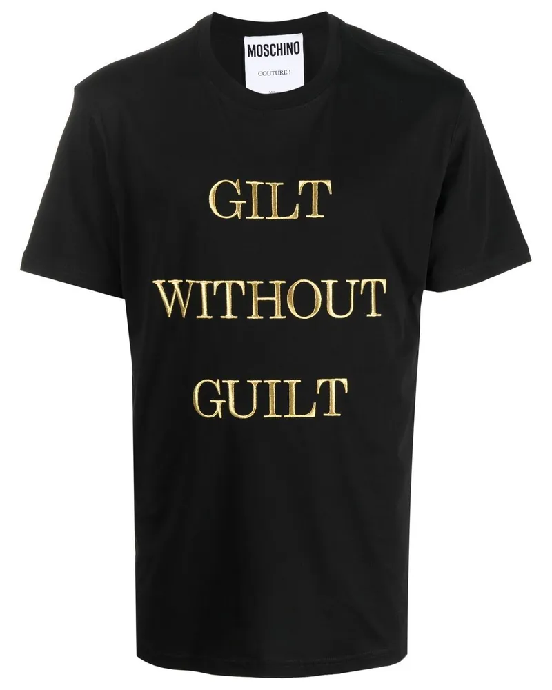 Moschino T-Shirt mit Slogan-Print - Schwarz Schwarz
