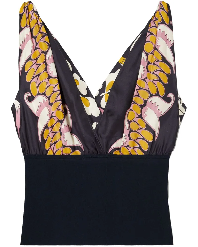 Tory Burch Top mit Blumen-Print - Violett Violett