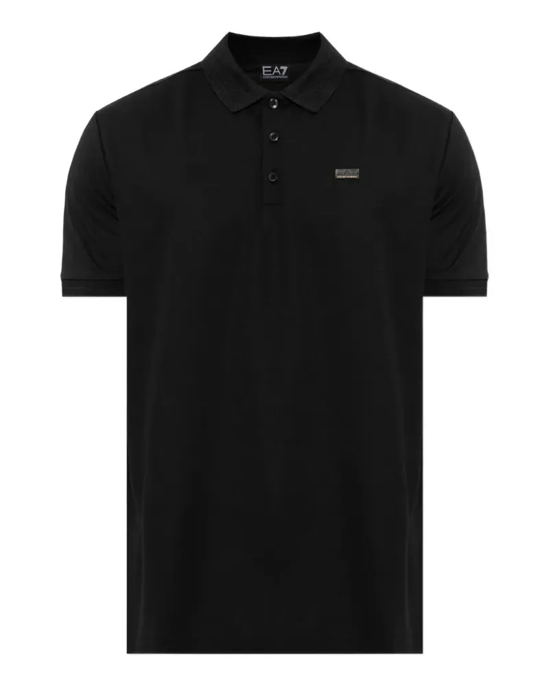 EA7 logo-plaque polo shirt - Schwarz Schwarz