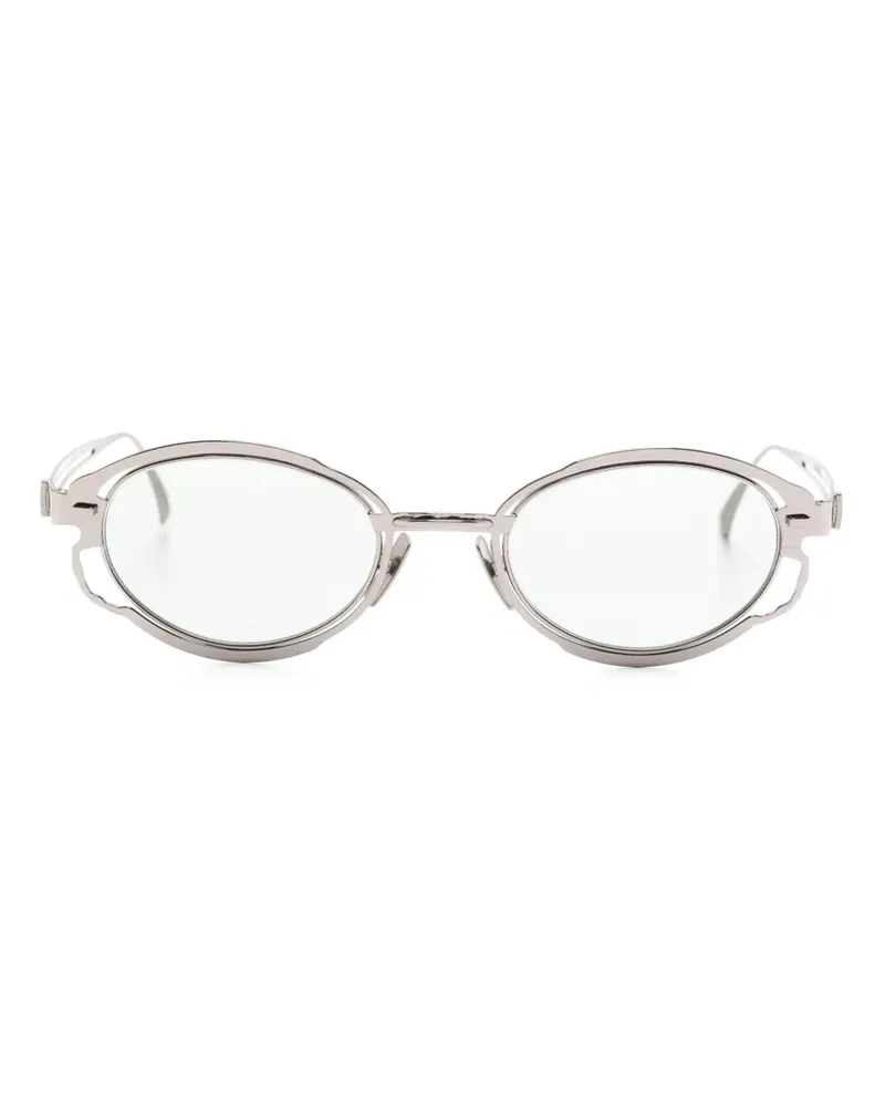 KUBORAUM H01 Sonnenbrille mit ovalem Gestell - Silber Silber