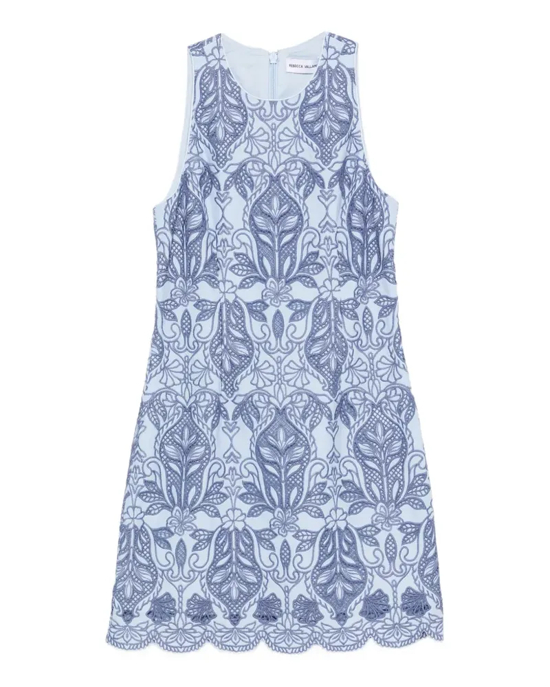Rebecca Vallance Blooming Lanterns Minikleid aus Guipure-Spitze mit Wellensaum - Blau Blau