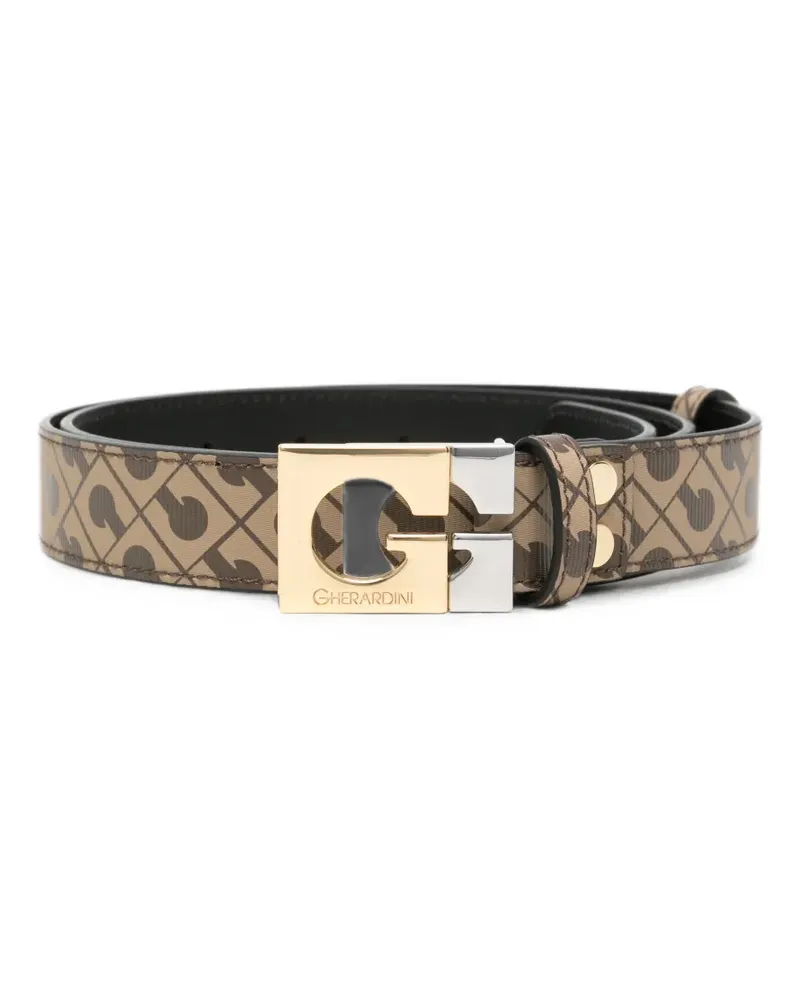Gherardini Millerighe monogram logo-buckle belt - Braun Braun