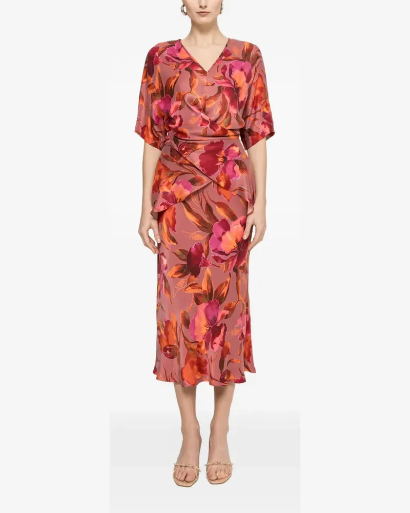 NISSA Midirock mit Print - Rosa Rosa
