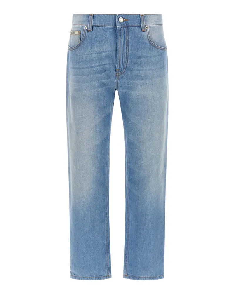 Moschino logo-patch straight-leg jeans - Blau Blau