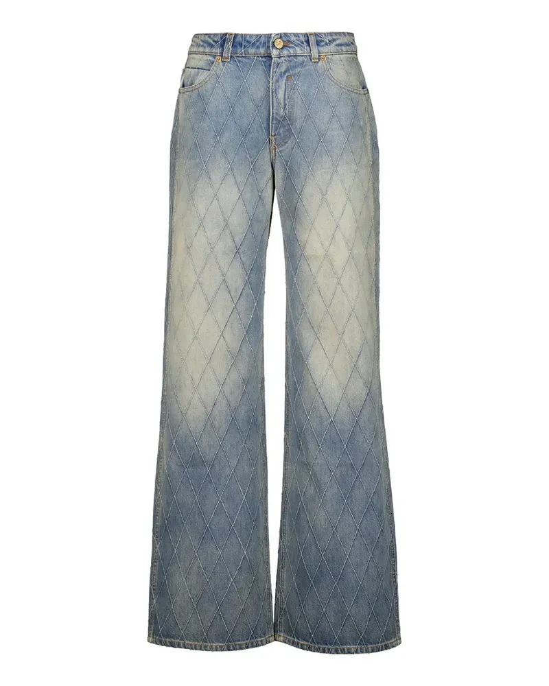 Balmain quilted faded jeans - Blau Blau