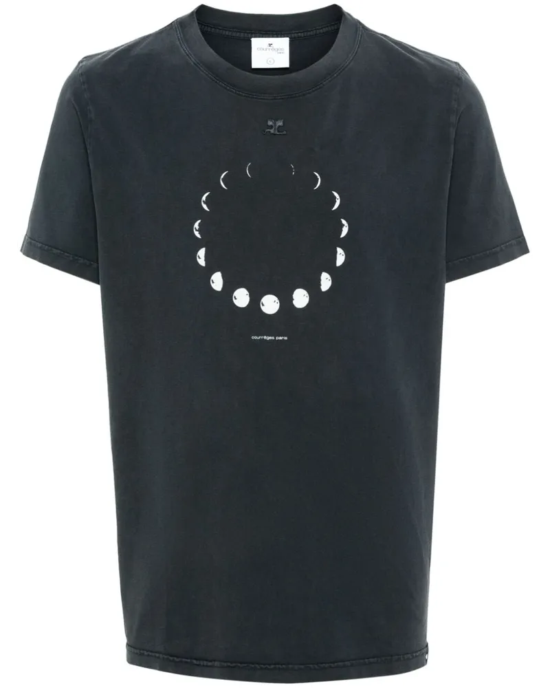 Courrèges T-Shirt mit Logo-Patch - Grau Grau