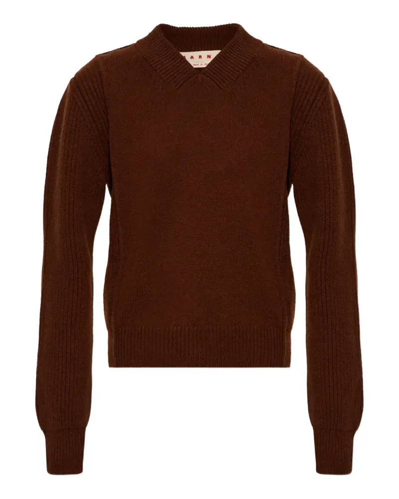 Marni ribbed-knit V-neck sweater - Braun Braun