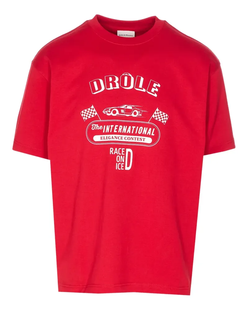 Drôle de Monsieur T-Shirt mit grafischem Print - Rot Rot