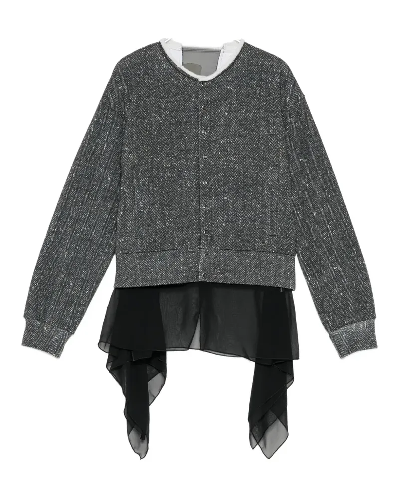 Undercover herringbone-pattern layered cardigan - Grau Grau