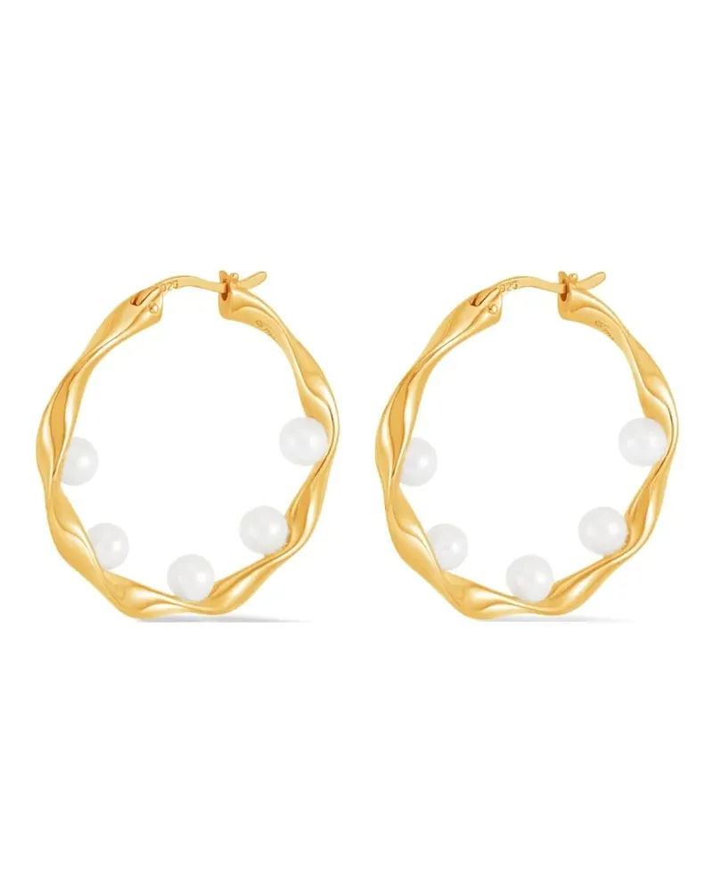 Dower & Hall Waterfall Creolen mit Barockperlen - Gold Gold