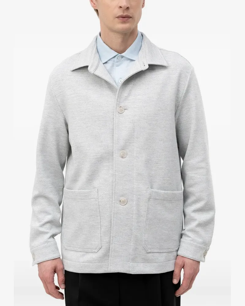 HUGO BOSS Hemdjacke mit aufgesetzten Taschen - Grau Grau