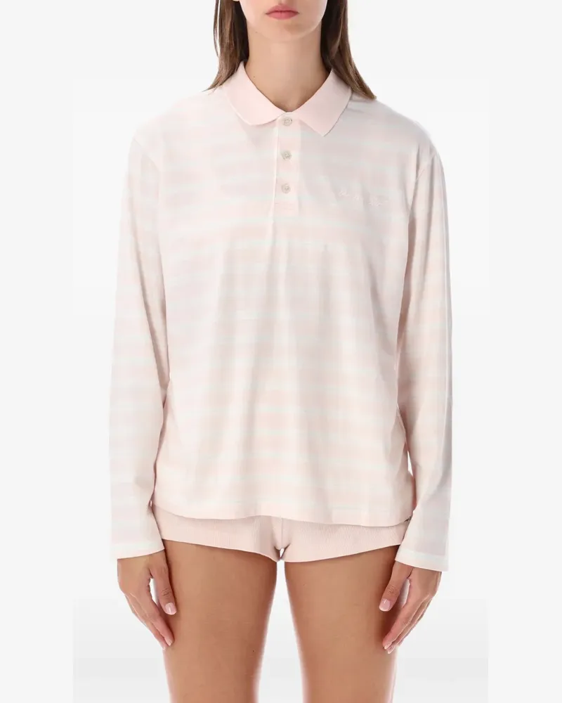 SPORTY & RICH Gestreiftes Poloshirt - Rosa Rosa