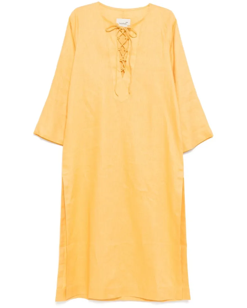 Bambah Gebundenes Leinenkleid - Gelb Gelb