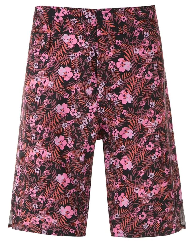 Amir Slama Badeshorts mit Blatt-Print - Schwarz Schwarz