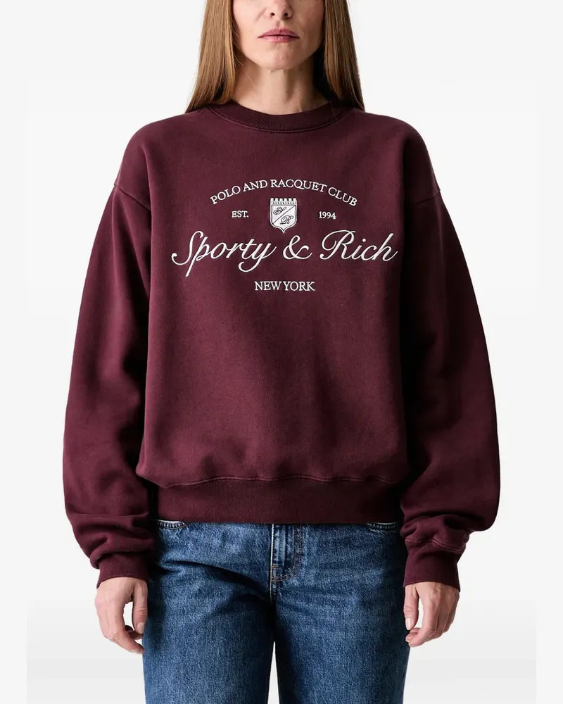 SPORTY & RICH Syracuse Sweatshirt mit Stickerei - Rot Rot