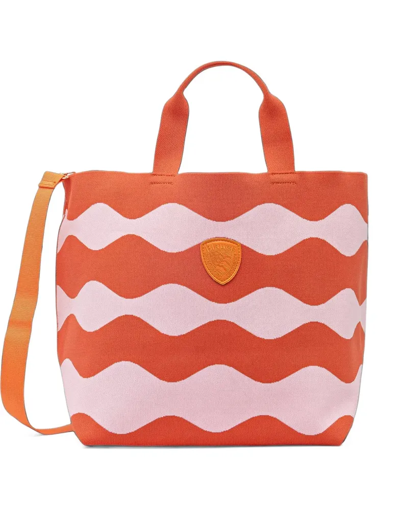 Blauer wave-pattern logo-patch tote bag - Orange Orange