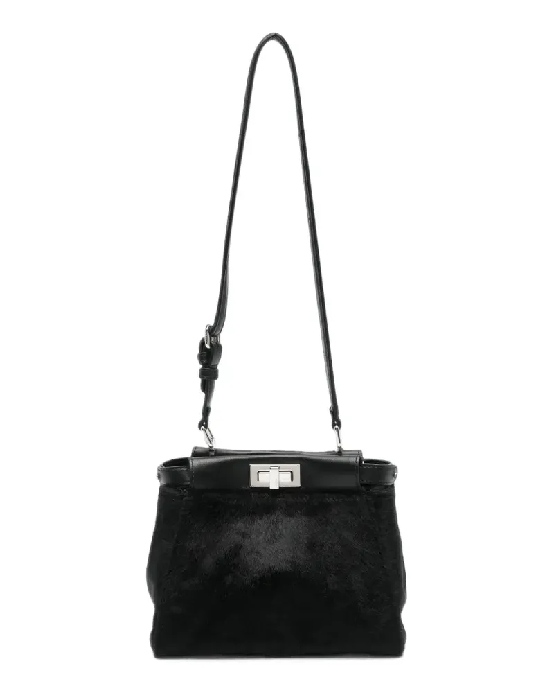 Fendi XS Peekaboo ISeeU Schultertasche aus Kalbshaar - Schwarz Schwarz