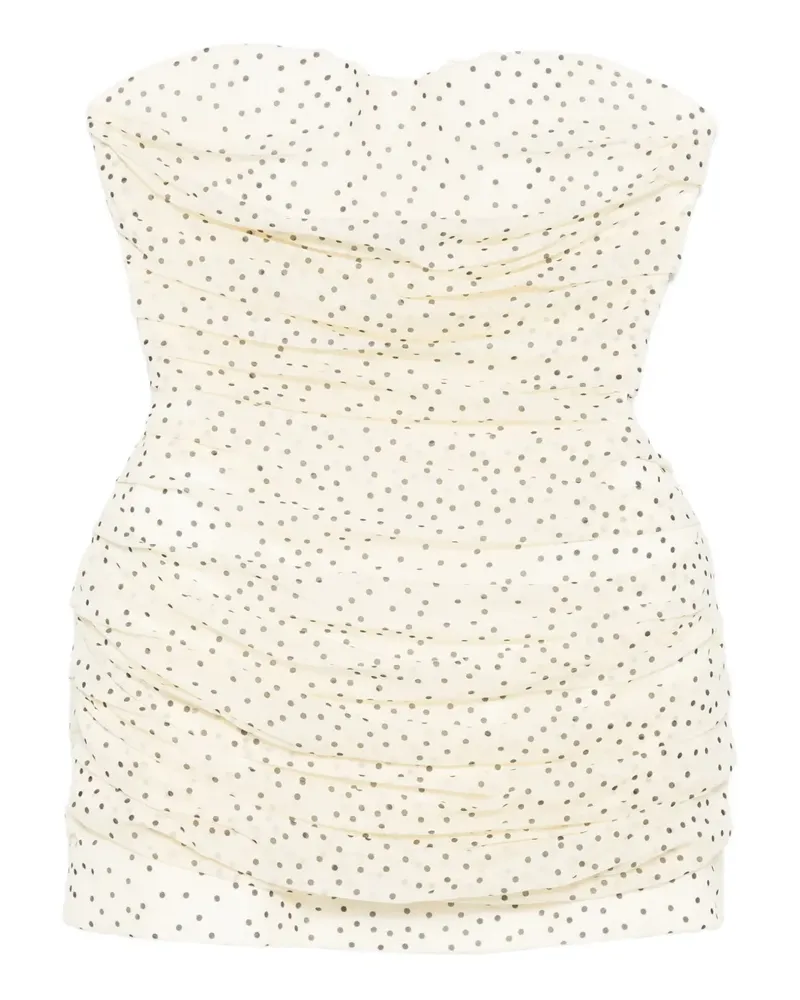 Magda Butrym Gerafftes Minikleid mit Polka Dots - Nude Nude