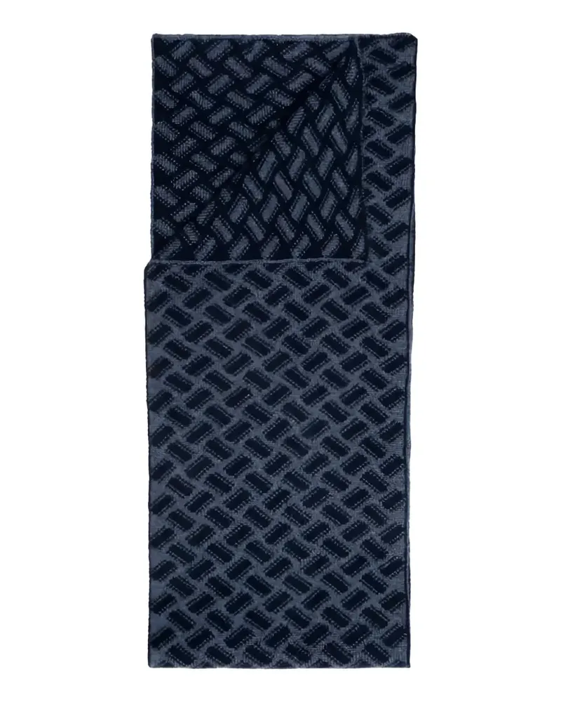 Drumohr  Geometrisch gemusterter Razor Blade Kaschmirschal - Blau Blau