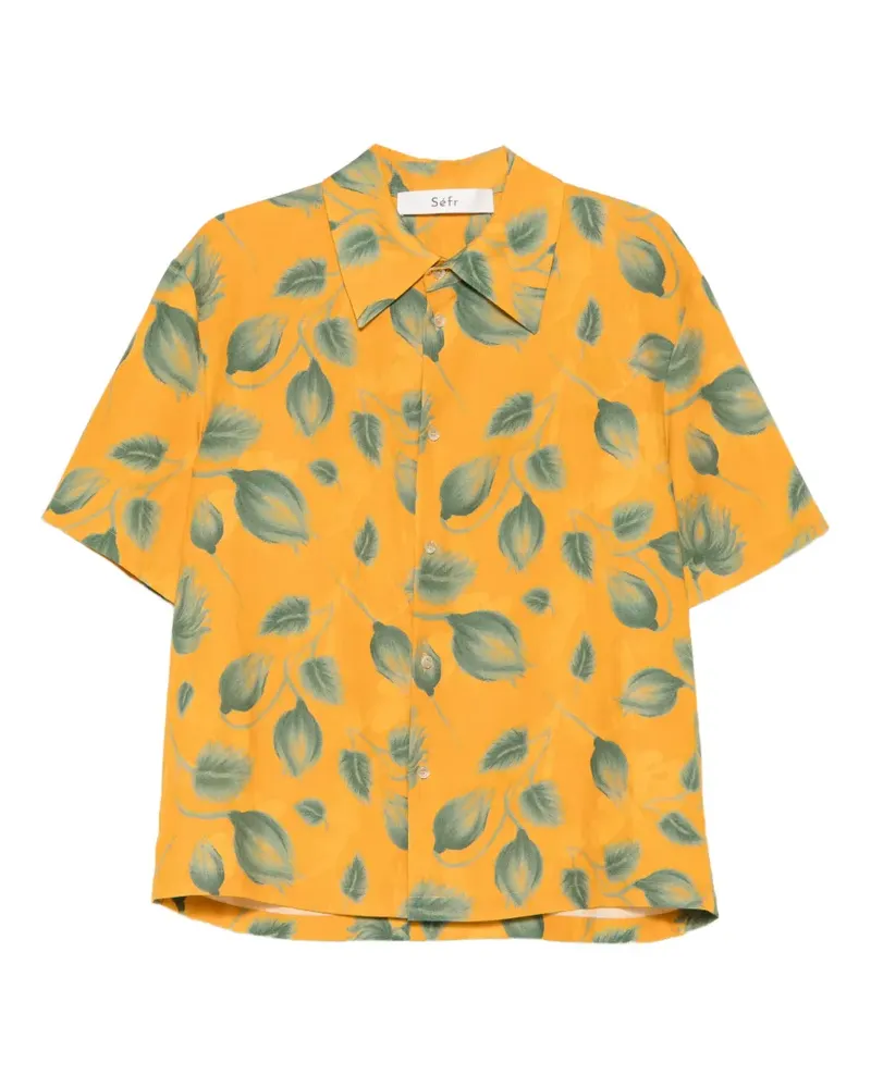Séfr Dayot leaf-print shirt - Orange Orange