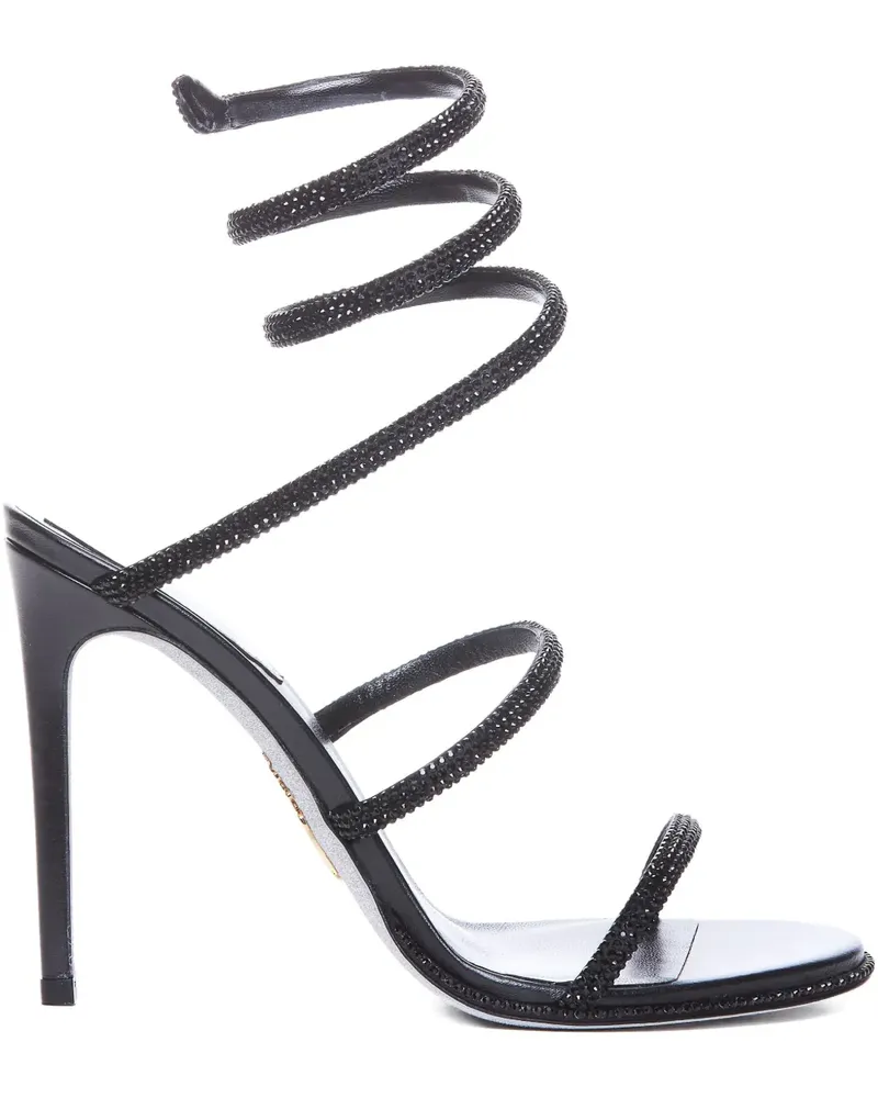 René Caovilla Sandalen aus Leder 105mm - Schwarz Schwarz