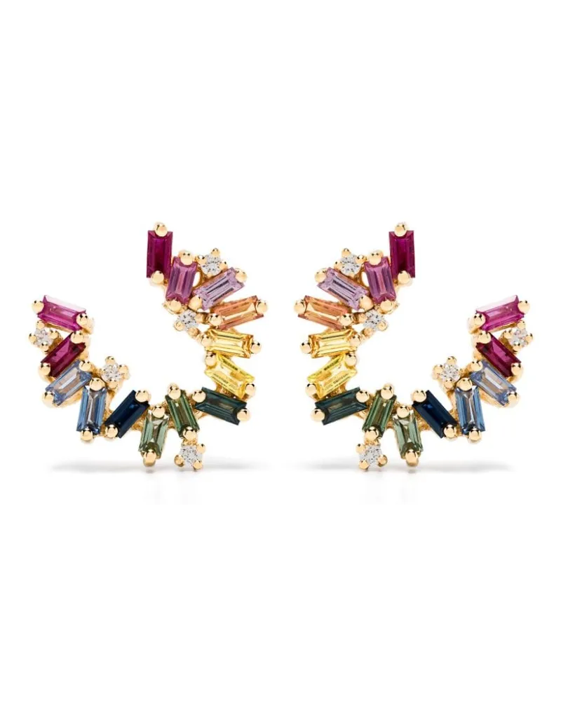 Suzanne Kalan 18kt Bold Burst Goldohrringe mit Saphiren und Diamanten Gold