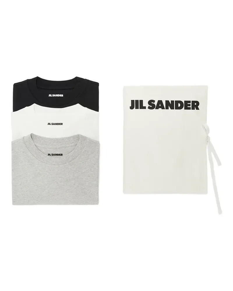 Jil Sander T-Shirt mit Logo-Patch (3er-Set) - Grau Grau