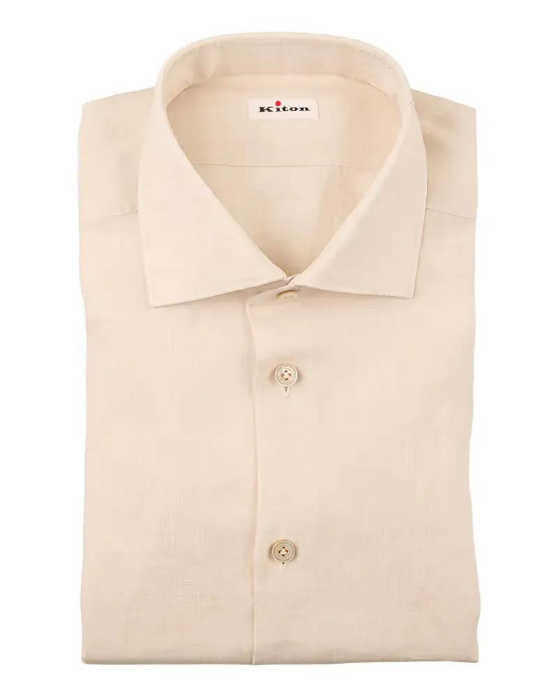 Kiton Leinenhemd mit Knöpfen - Nude Nude