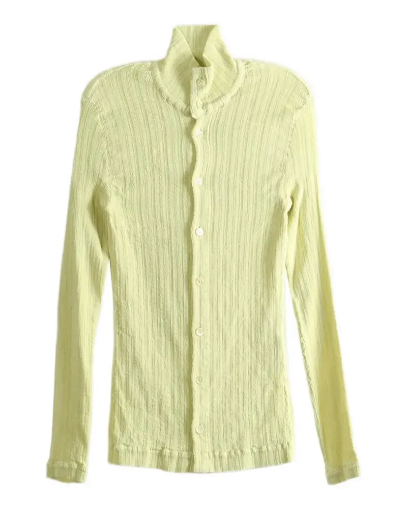 Issey Miyake Gerippter Cardigan mit Stehkragen - Gelb Gelb