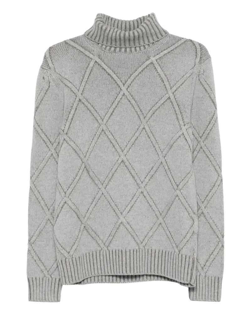 BARBA Rollkragenpullover mit Argyle-Muster - Grau Grau