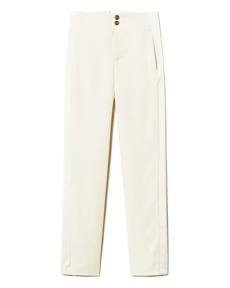 Twin-Set Hose mit Satineinsatz - Weiß Weiß