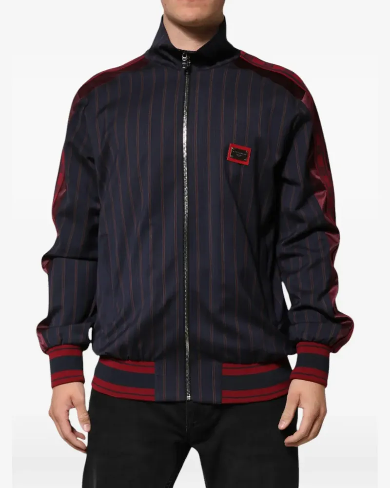 Dolce & Gabbana Nadelstreifen-Sportjacke mit Logo-Schild - Blau Blau