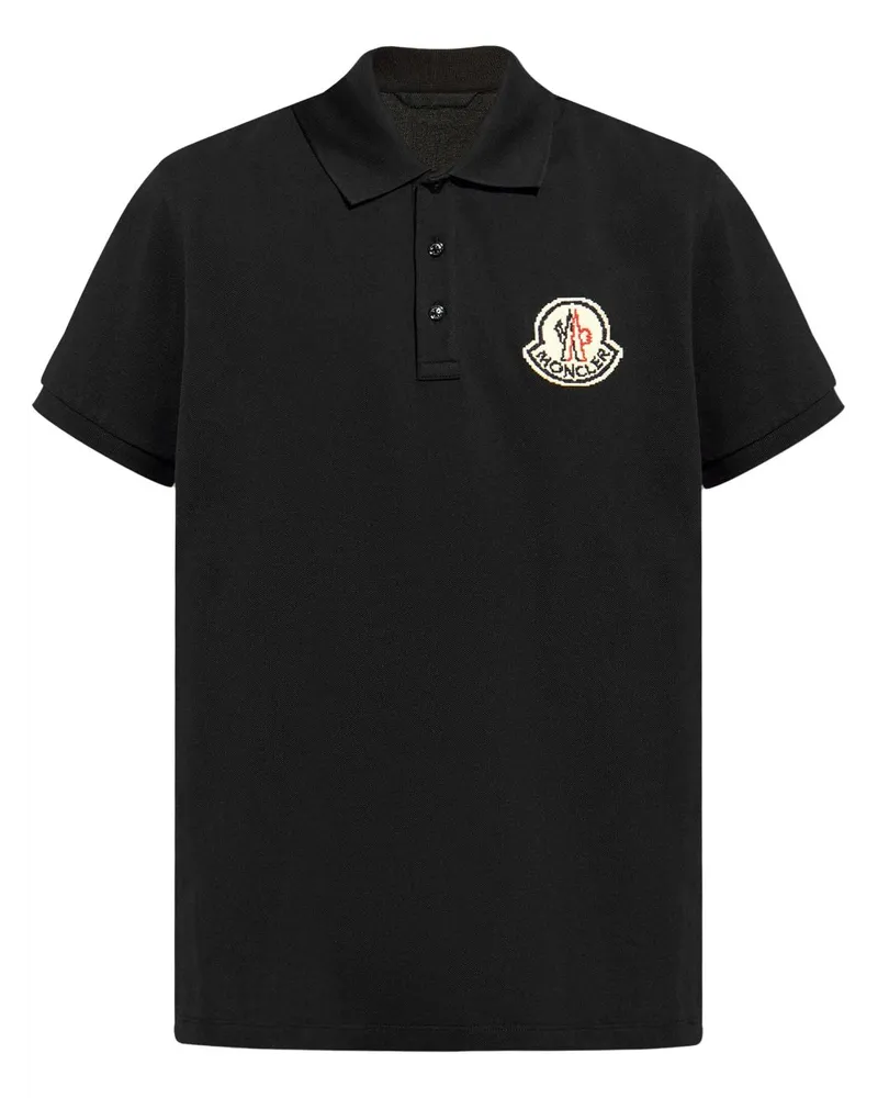 Moncler Poloshirt mit Logo-Stickerei Schwarz