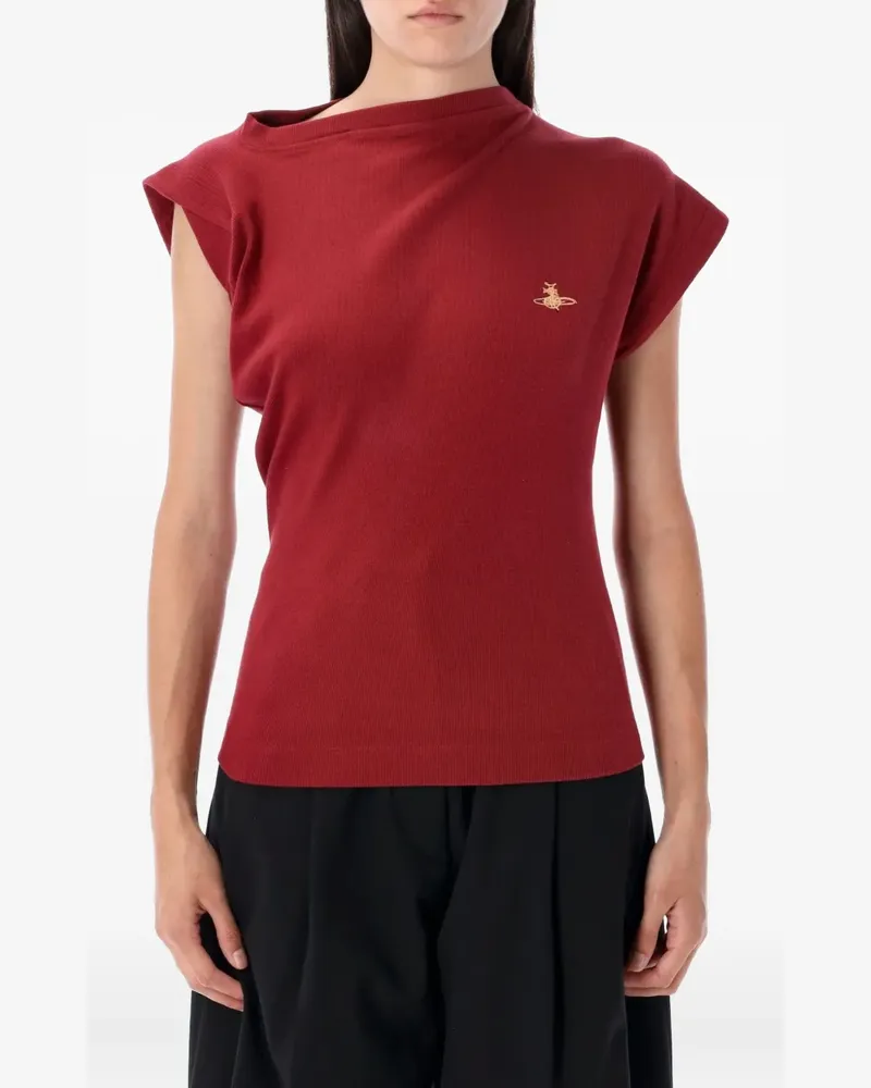 Vivienne Westwood Gerippter Hebo Pullover mit asymmetrischem Kragen - Rot Rot