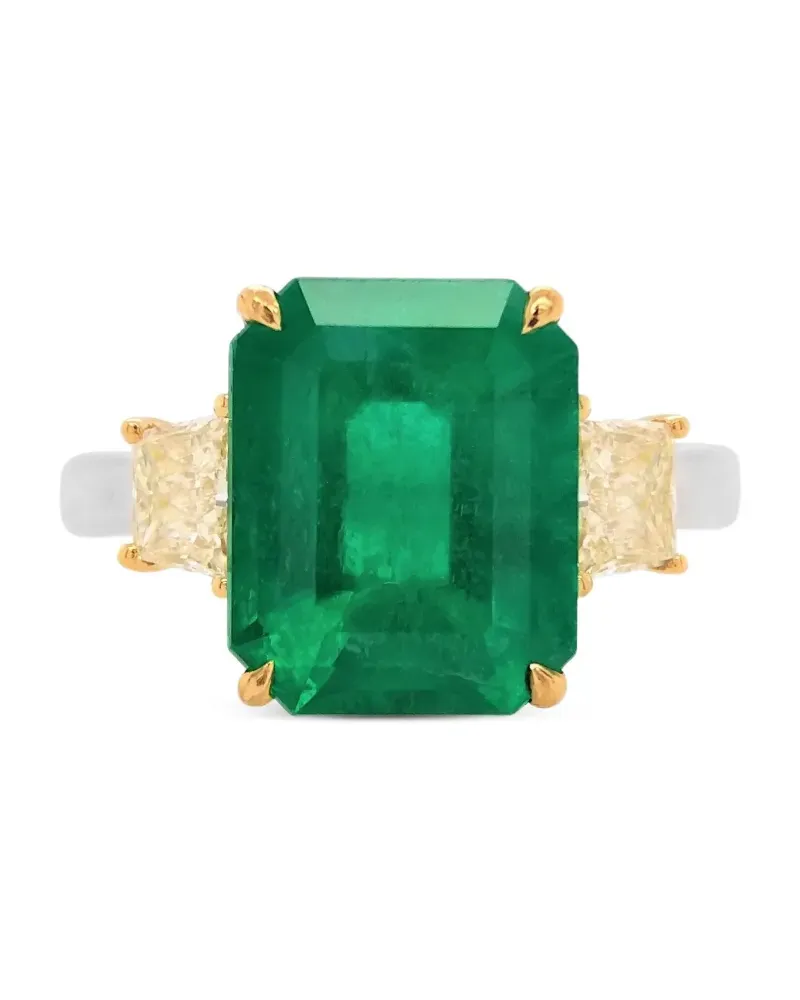 HYT Jewelry 18kt Weißgoldring mit Diamant und Smaragd - GREEN Green