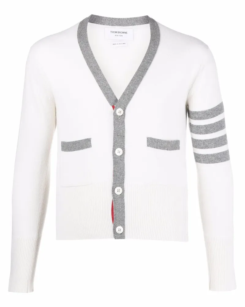 Thom Browne Kaschmircardigan mit Streifen - Weiß Weiß