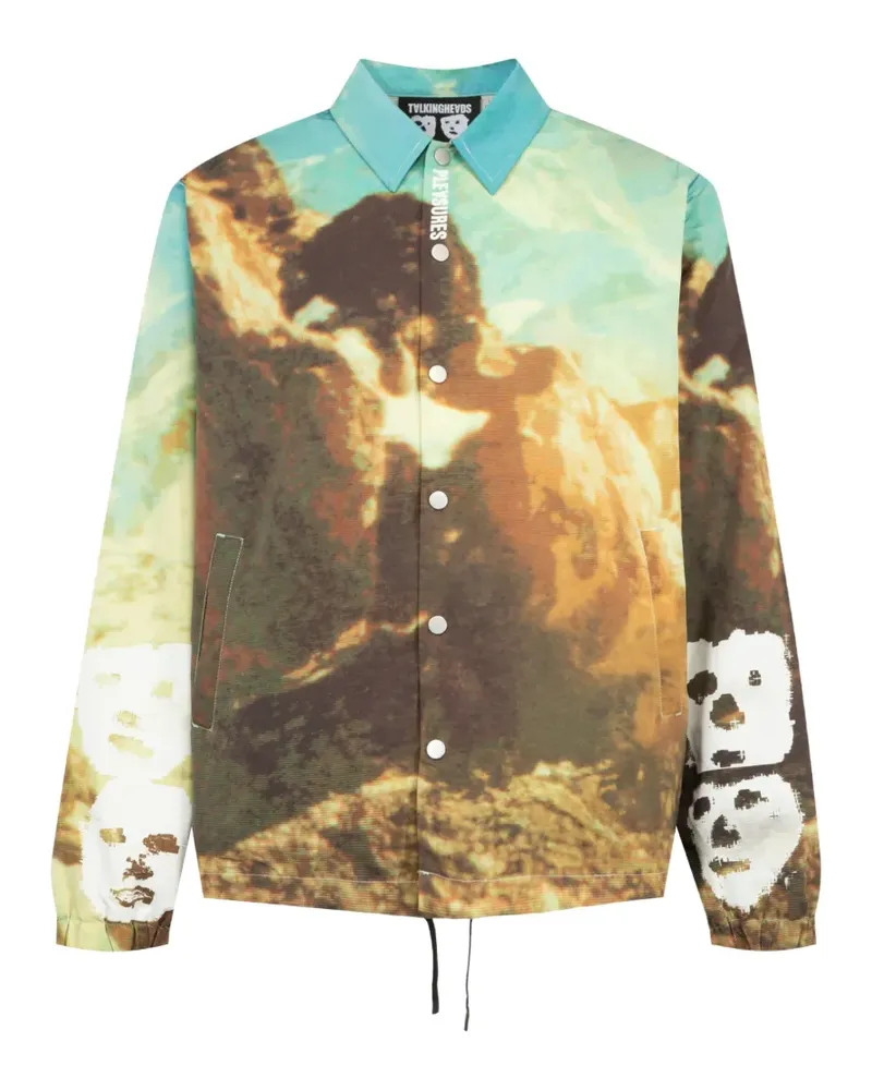 PLEASURES Remain Jacke mit Print - Braun Braun