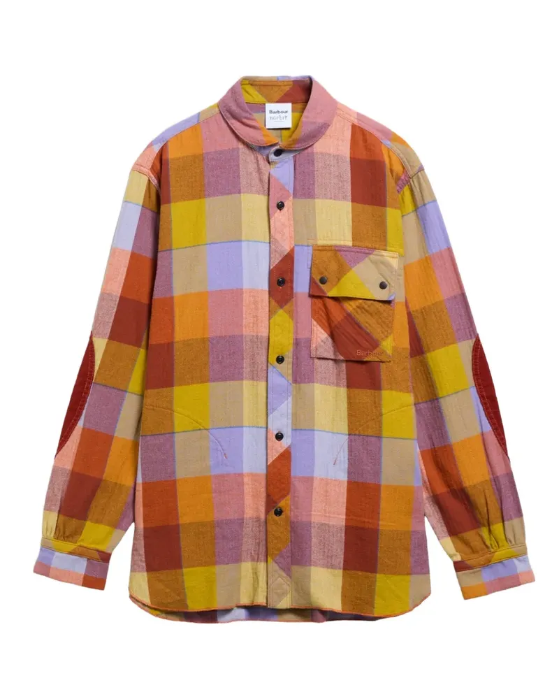 Barbour x Norbit checked elbow-patch shirt - Orange Orange