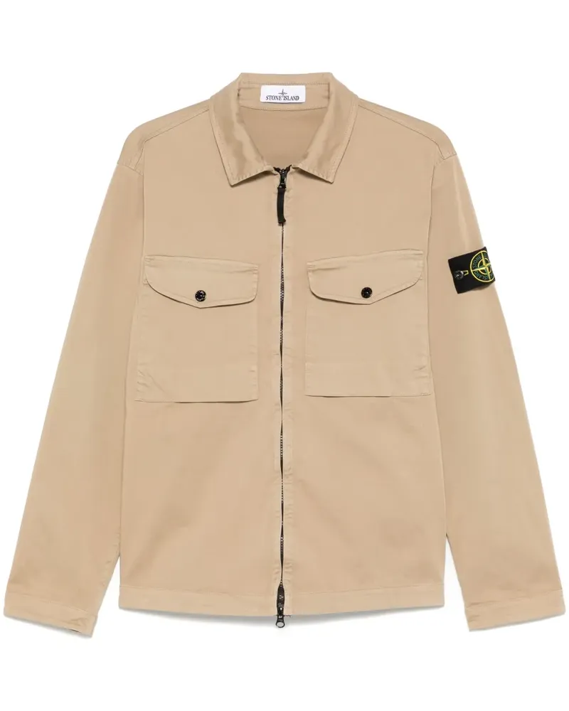 Stone Island Hemdjacke mit Kompass-Patch - Nude Nude