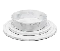 Tellerset aus Keramik - Weiß